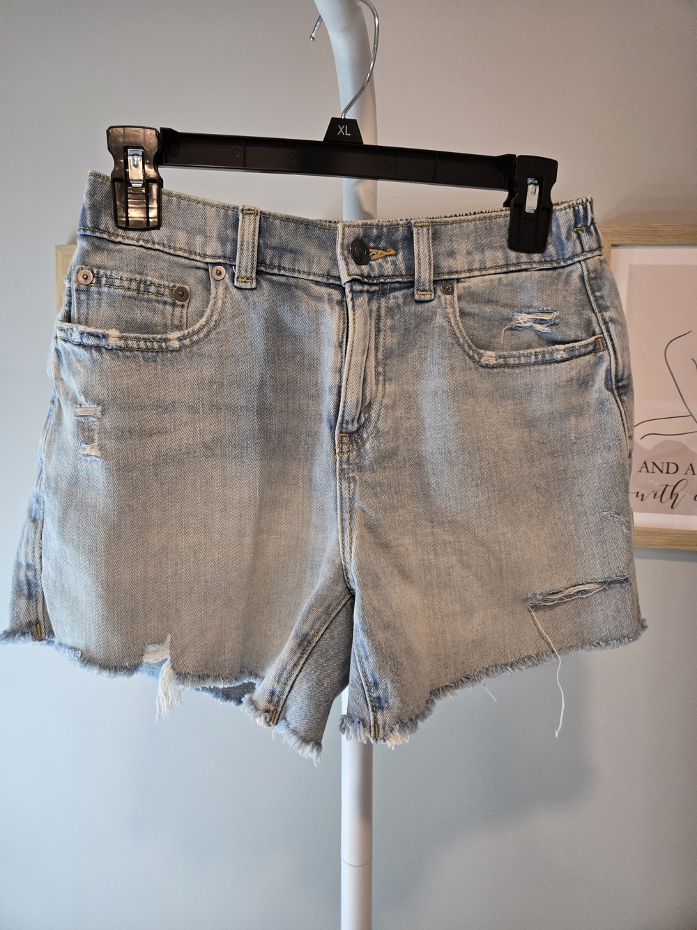 aerie Light Blue Distressed Denim Cutoff Shorts